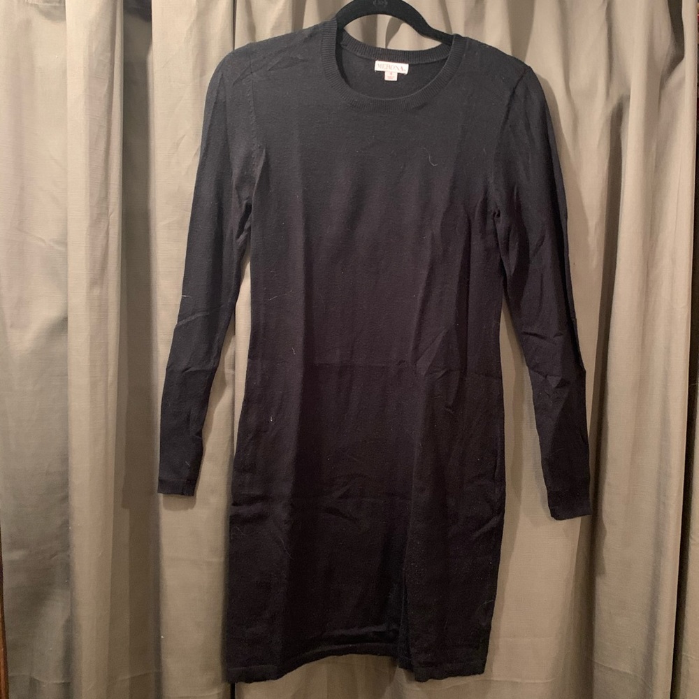 black long-sleeve sweater dress